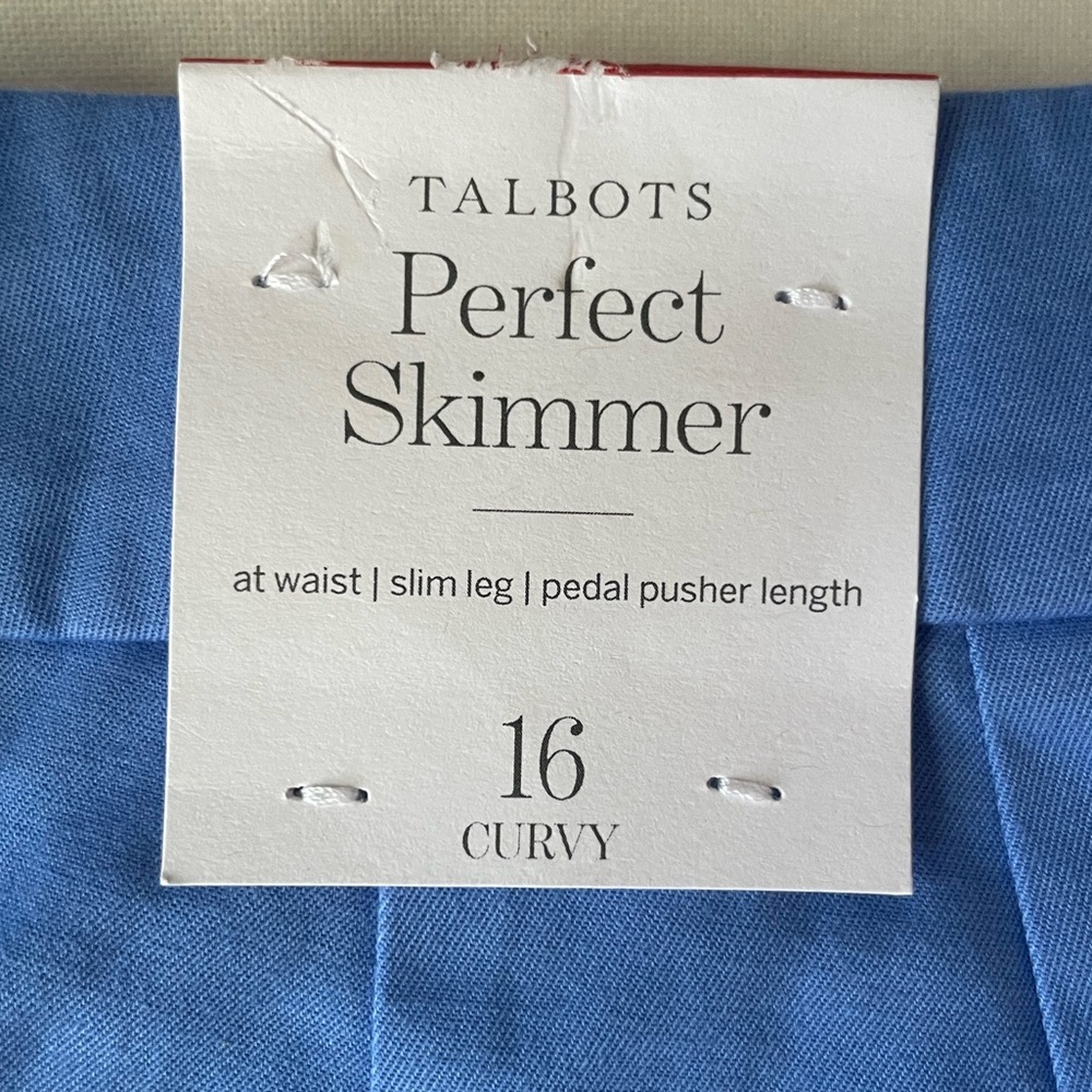 Talbots CURVY Blue Skimmer Capri Peddle Pusher Pants NWT Button Detail - Picture 14 of 14